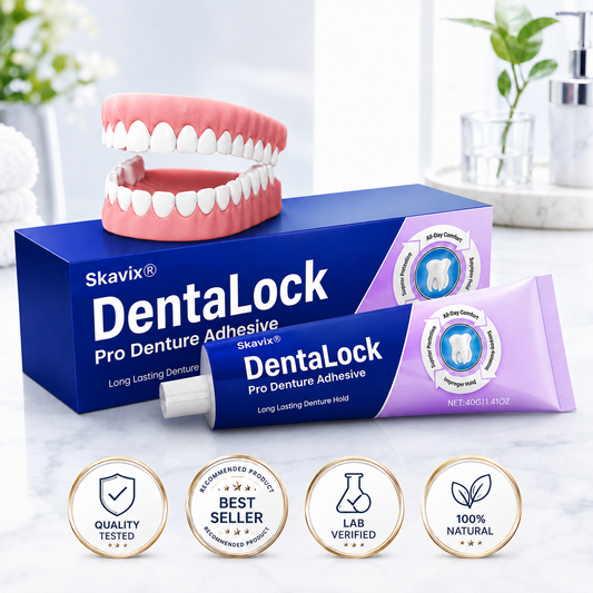 Skavix® DentaLock Pro Denture Adhesive🦷💜 (Clinically Proven 96-   Hour Lock Hold for   Secure, Comfortable &   Zinc-Free Denture Fit)