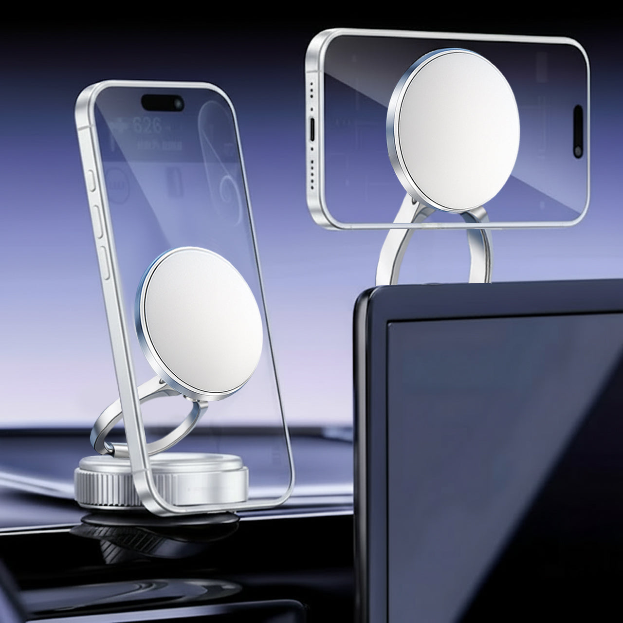 🔥Hot Sale 🔥Magnetic Phone Stand, 🔄360° Fordable and Retractable The Ultimate Viewing Companion🚗📱