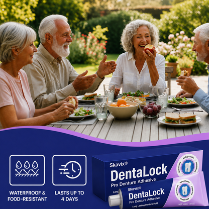 Skavix® DentaLock Pro Denture Adhesive🦷💜 (Clinically Proven 96-   Hour Lock Hold for   Secure, Comfortable &   Zinc-Free Denture Fit)