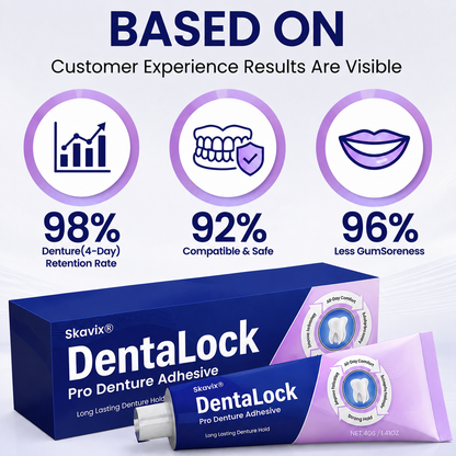 Skavix® DentaLock Pro Denture Adhesive🦷💜 (Clinically Proven 96-   Hour Lock Hold for   Secure, Comfortable &   Zinc-Free Denture Fit)